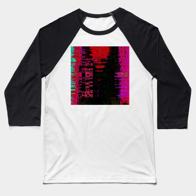 Angry - Glitch Art Abstract Baseball T-Shirt by raspberry-tea